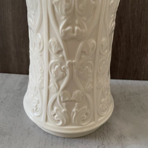Lenox Vintage Wentworth 11" Vase Scalloped Rim Scroll Vines Flared Embossed - Picture 5 of 9